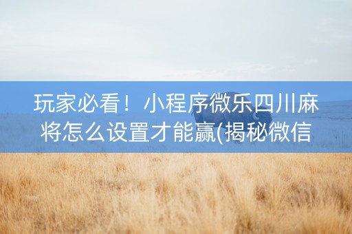 玩家必看！小程序微乐四川麻将怎么设置才能赢(揭秘微信里自建房怎么赢)
