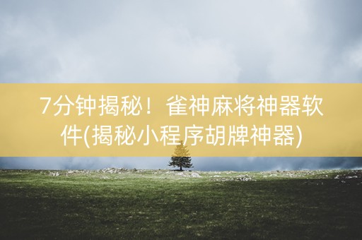 7分钟揭秘！雀神麻将神器软件(揭秘小程序胡牌神器)