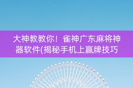 大神教教你！雀神广东麻将神器软件(揭秘手机上赢牌技巧)