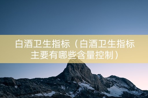 白酒卫生指标（白酒卫生指标主要有哪些含量控制）