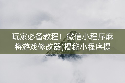 玩家必备教程！微信小程序麻将游戏修改器(揭秘小程序提高胜率)