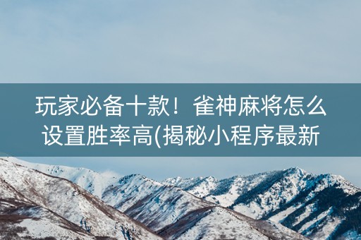 玩家必备十款！雀神麻将怎么设置胜率高(揭秘小程序最新神器下载)
