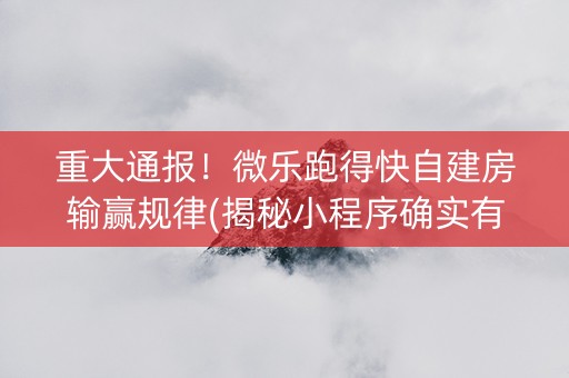重大通报！微乐跑得快自建房输赢规律(揭秘小程序确实有猫腻)