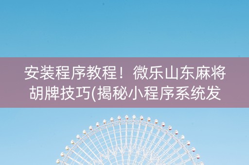 安装程序教程！微乐山东麻将胡牌技巧(揭秘小程序系统发好牌)