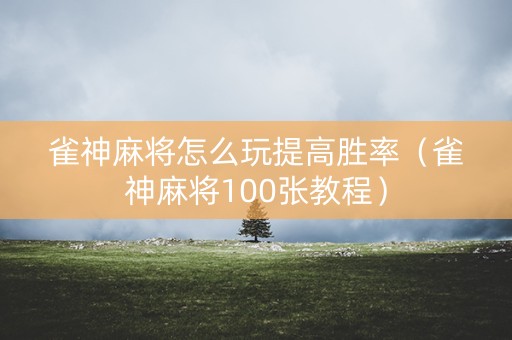 雀神麻将怎么玩提高胜率（雀神麻将100张教程）