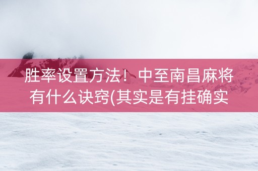 胜率设置方法！中至南昌麻将有什么诀窍(其实是有挂确实有挂)