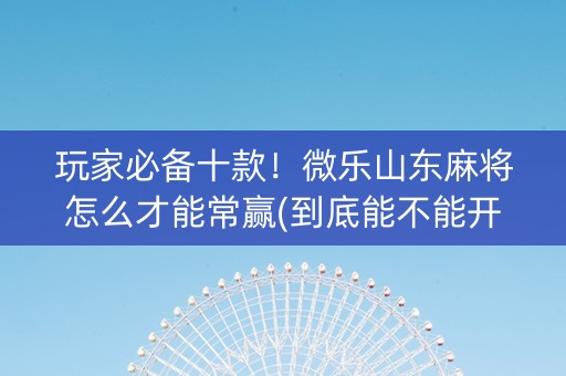 玩家必备十款！微乐山东麻将怎么才能常赢(到底能不能开挂)