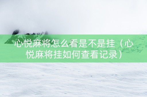 心悦麻将怎么看是不是挂（心悦麻将挂如何查看记录）