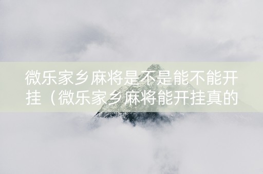 微乐家乡麻将是不是能不能开挂（微乐家乡麻将能开挂真的假的）