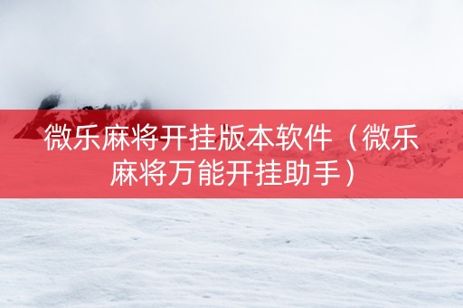 微乐麻将开挂版本软件（微乐麻将万能开挂助手）