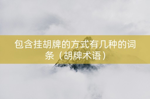 包含挂胡牌的方式有几种的词条（胡牌术语）