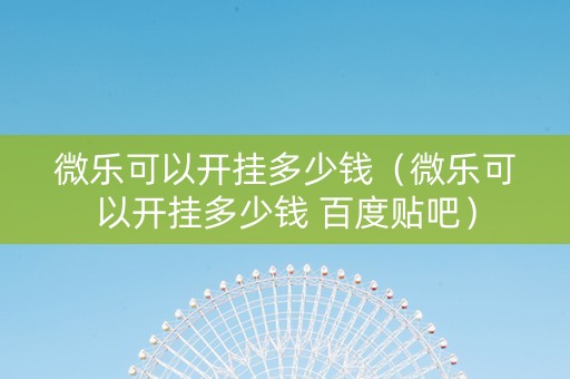 微乐可以开挂多少钱（微乐可以开挂多少钱 百度贴吧）