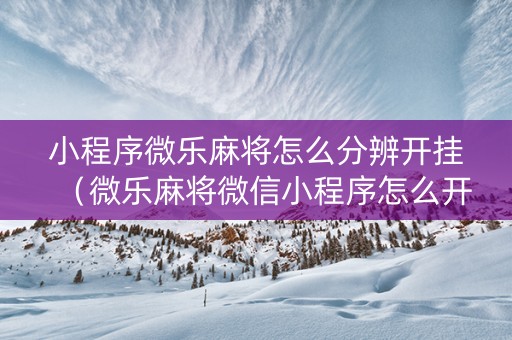 小程序微乐麻将怎么分辨开挂（微乐麻将微信小程序怎么开挂）