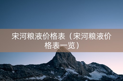 宋河粮液价格表（宋河粮液价格表一览）