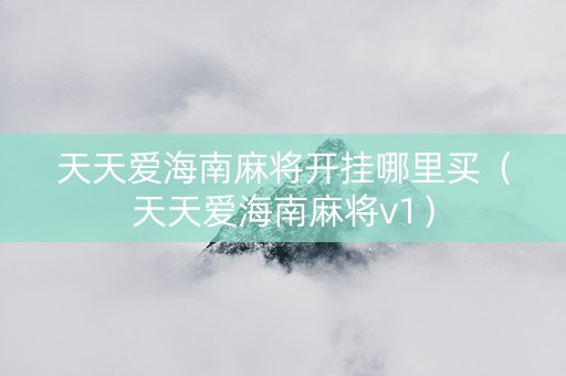 天天爱海南麻将开挂哪里买（天天爱海南麻将v1）