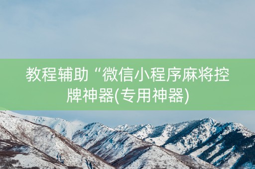 教程辅助“微信小程序麻将控牌神器(专用神器)