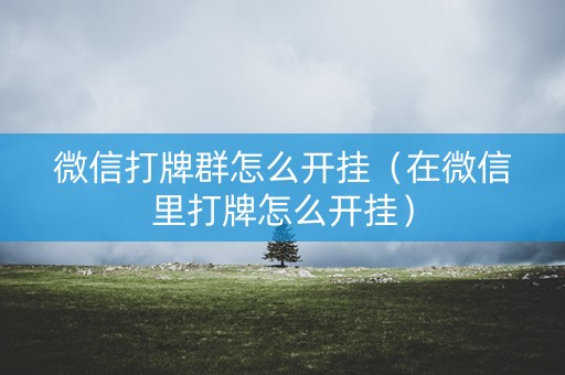 微信打牌群怎么开挂（在微信里打牌怎么开挂）