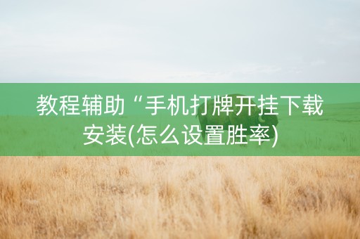 教程辅助“手机打牌开挂下载安装(怎么设置胜率)