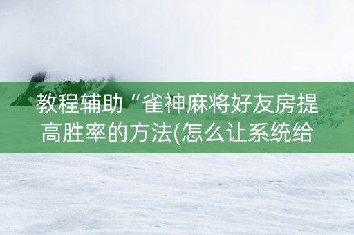 教程辅助“雀神麻将好友房提高胜率的方法(怎么让系统给发好牌)