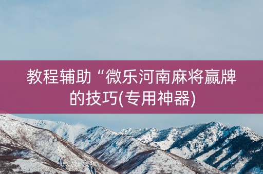 教程辅助“微乐河南麻将赢牌的技巧(专用神器)