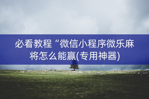 必看教程“微信小程序微乐麻将怎么能赢(专用神器)