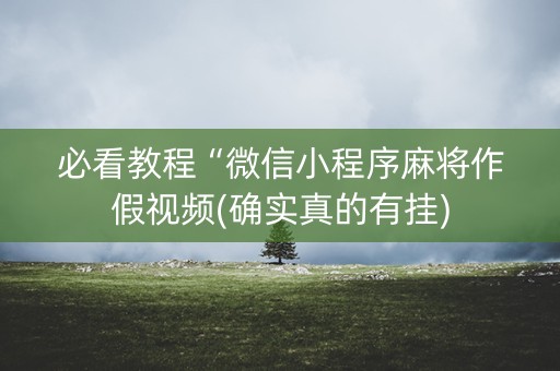 必看教程“微信小程序麻将作假视频(确实真的有挂)