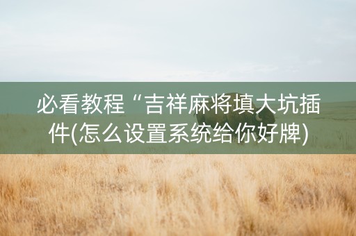 必看教程“吉祥麻将填大坑插件(怎么设置系统给你好牌)