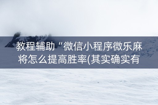 教程辅助“微信小程序微乐麻将怎么提高胜率(其实确实有挂)