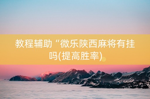 教程辅助“微乐陕西麻将有挂吗(提高胜率)