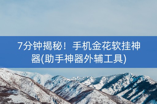 7分钟揭秘！手机金花软挂神器(助手神器外辅工具)