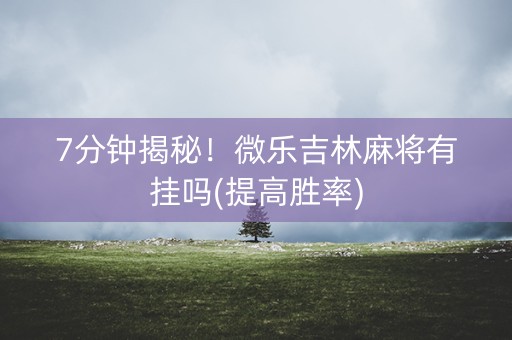 7分钟揭秘！微乐吉林麻将有挂吗(提高胜率)