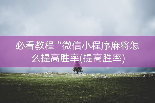 必看教程“微信小程序麻将怎么提高胜率(提高胜率)