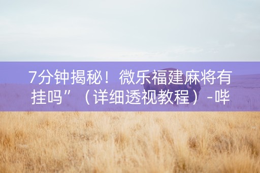 7分钟揭秘！微乐福建麻将有挂吗”（详细透视教程）-哔哩哔哩