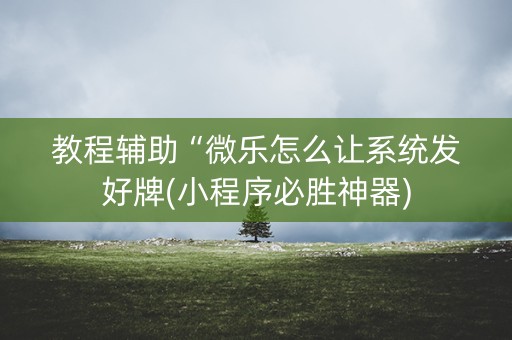教程辅助“微乐怎么让系统发好牌(小程序必胜神器)