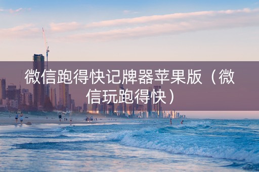 微信跑得快记牌器苹果版（微信玩跑得快）