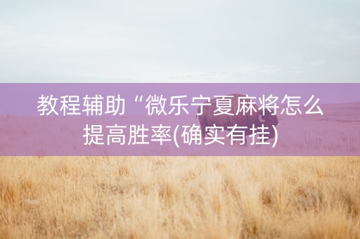 教程辅助“微乐宁夏麻将怎么提高胜率(确实有挂)