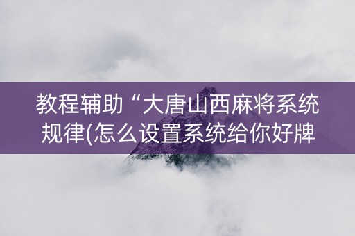 教程辅助“大唐山西麻将系统规律(怎么设置系统给你好牌)