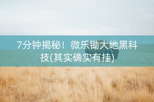 7分钟揭秘！微乐锄大地黑科技(其实确实有挂)