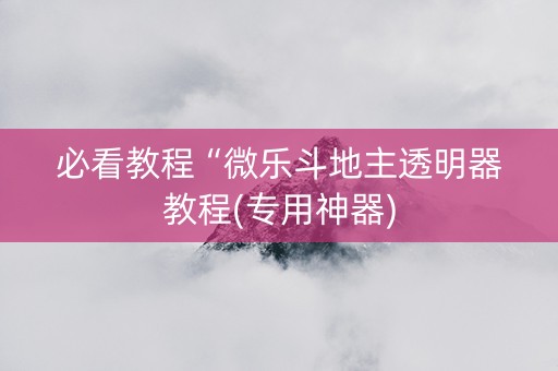 必看教程“微乐斗地主透明器教程(专用神器)