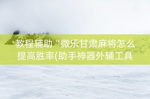 教程辅助“微乐甘肃麻将怎么提高胜率(助手神器外辅工具)