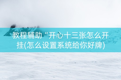 教程辅助“开心十三张怎么开挂(怎么设置系统给你好牌)