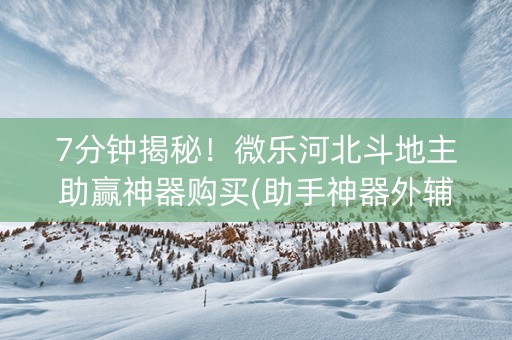 7分钟揭秘！微乐河北斗地主助赢神器购买(助手神器外辅工具)