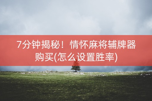 7分钟揭秘！情怀麻将辅牌器购买(怎么设置胜率)