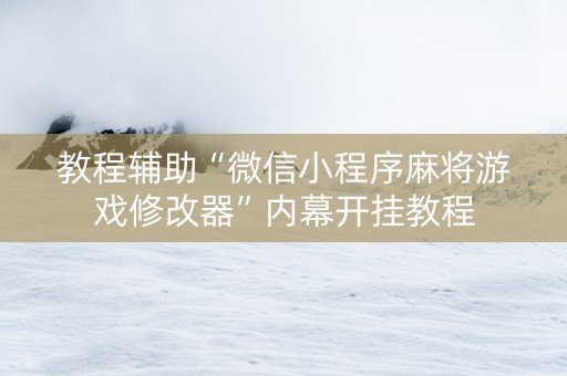 教程辅助“微信小程序麻将游戏修改器”内幕开挂教程