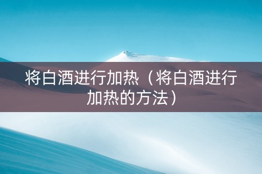 将白酒进行加热（将白酒进行加热的方法）