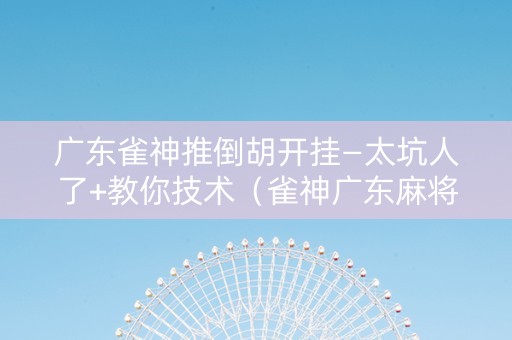 广东雀神推倒胡开挂—太坑人了+教你技术（雀神广东麻将推倒胡作幤）