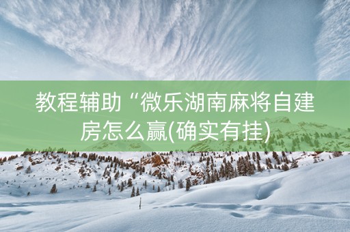 教程辅助“微乐湖南麻将自建房怎么赢(确实有挂)
