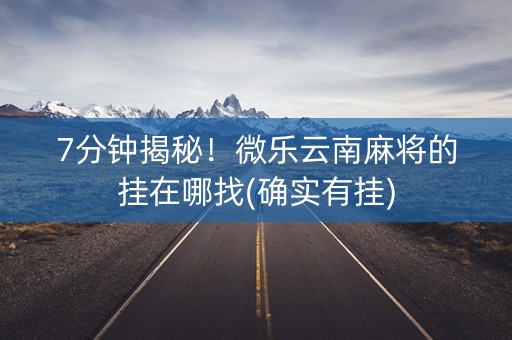 7分钟揭秘！微乐云南麻将的挂在哪找(确实有挂)