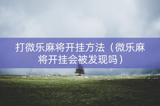 打微乐麻将开挂方法（微乐麻将开挂会被发现吗）
