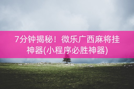 7分钟揭秘！微乐广西麻将挂神器(小程序必胜神器)